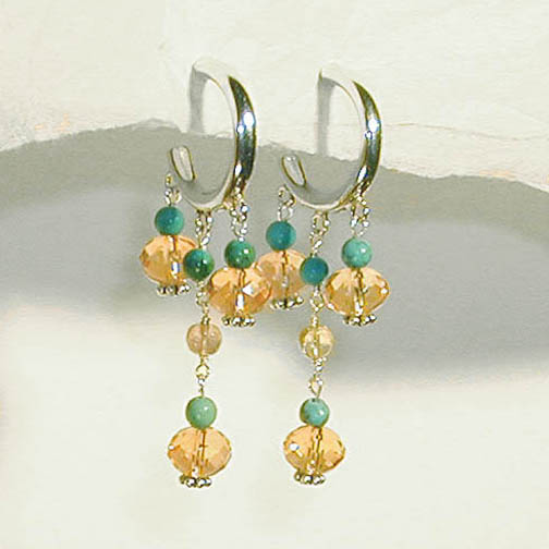 Citrine & Turquoise Chandelier Earrings
